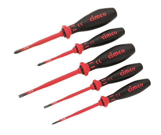 Cimco VDE-Schraubendreher-Satz 117850 5-tlg. SLIM Schlitz Kreuzschlitz Install.Baumaterial Werkzeug