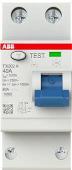 ABB FI-Schutzschalter FX202A-40/0,03 2P,Typ A,40A,30mA 2CSF202165R1400 Install.Baumaterial