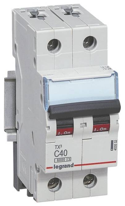 Legrand 403387 TX3 LS-Schalter B 16A 2-polig 6kA 400VAC 2TE Install.Baumaterial Reiheneinb.Inst.-Ger