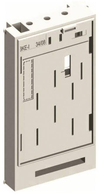 Ein beiges, wandmontiertes Elektroschaltfeld mit mehreren Schlitzöffnungen und einem kleinen Schalter in der Nähe der Oberseite.