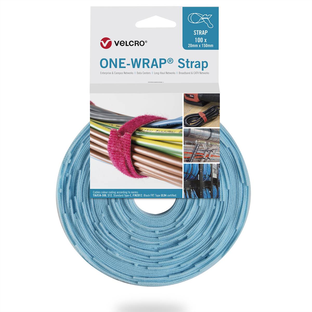 VELCROÂ® One WrapÂ® Strap 25mm x 300mm, 100 StÃ¼ck, tÃ¼rkis Installation / Reinigung Kennzeichnung