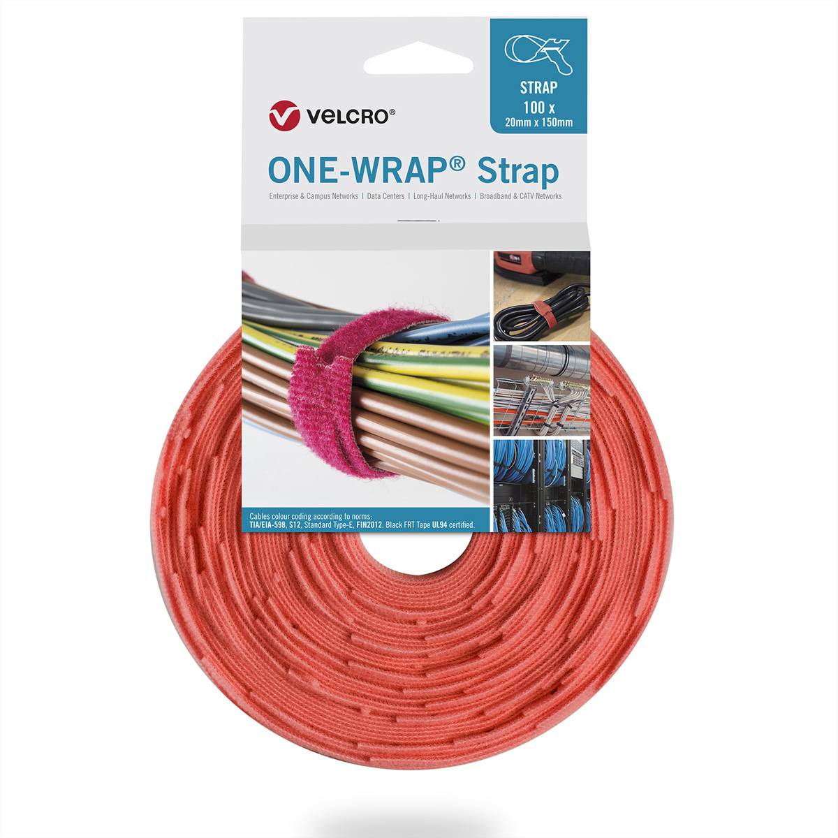 VELCROÂ® One WrapÂ® Strap 25mm x 300mm, 100 StÃ¼ck, orange Installation / Reinigung Kennzeichnung