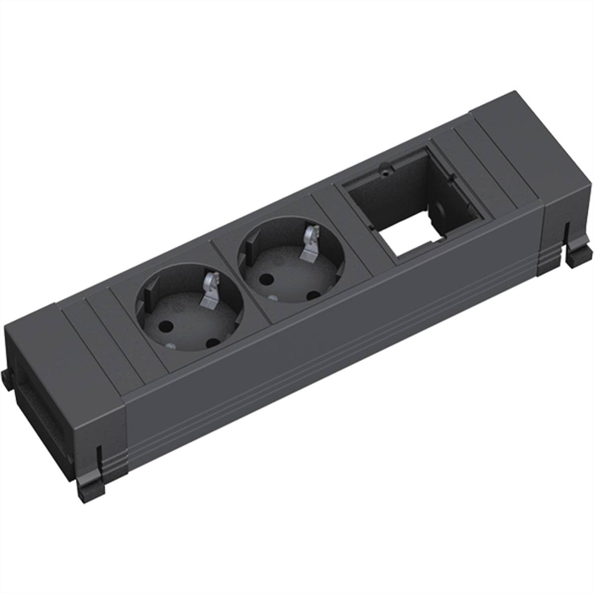 BACHMANN POWER FRAME 2xCEE7/3 1xCM, Kunststoffprofil 0,2m GST18 Steckdosenleisten