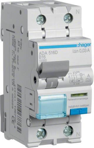 Hager Fi-LS 1P+N 10kA B-16A 30mA ADA516D ** Typ A Install.Baumaterial ZÃ¤hlerschr./Verteilg