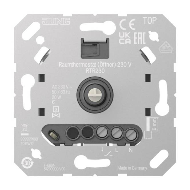 Jung Raumthermostat (Öffner) 230V RTR230 Install.Baumaterial Schaltermat/Geb.Steu