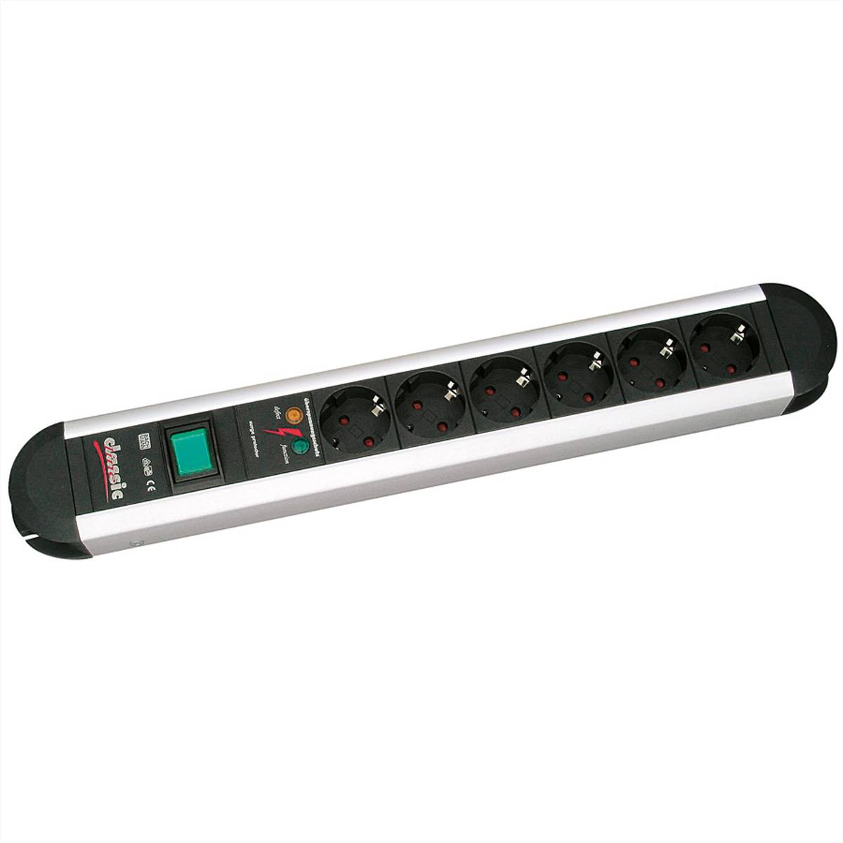 BACHMANN PRIMO Steckdosenleiste, 6x Schutzkontakt, Ãœberspannungsschutz, Aluminium, Schalter, 1,75 m