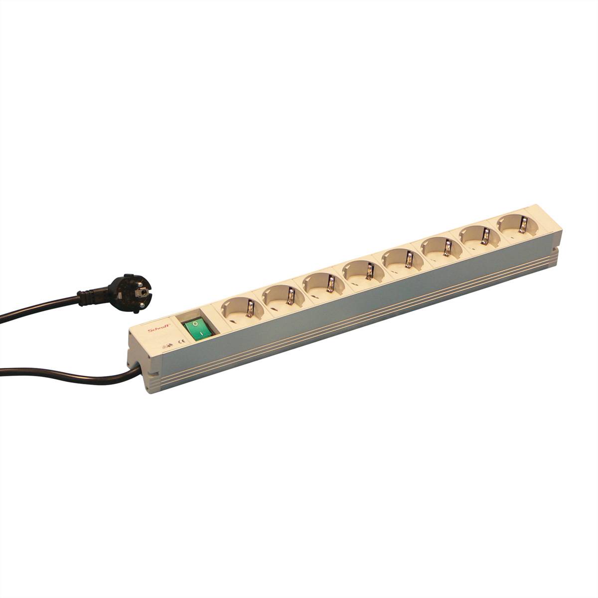 SCHROFF 19-Leiste mit Wippschalter, 8x Schutzkontakt, Deutschland Steckdosenleisten
