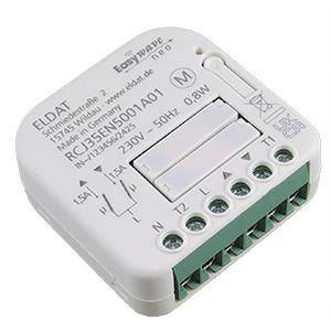 Ein weißes Elektromodul mit gekennzeichneten Anschlüssen und Spezifikationen, einschließlich „230V - 50Hz