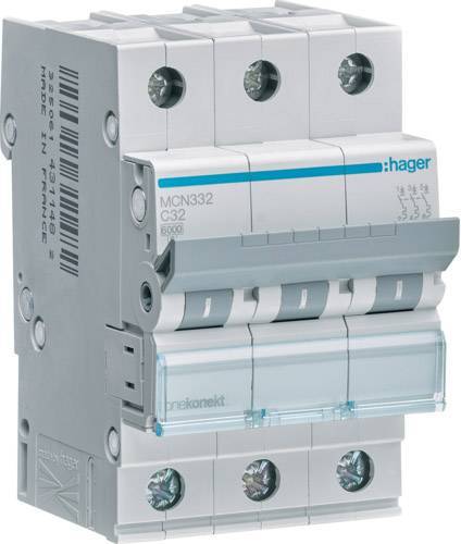 Hager Leitungsschutzschalter MCN332 3polig 6kA C-32A 3M Install.Baumaterial ZÃ¤hlerschr./Verteilg