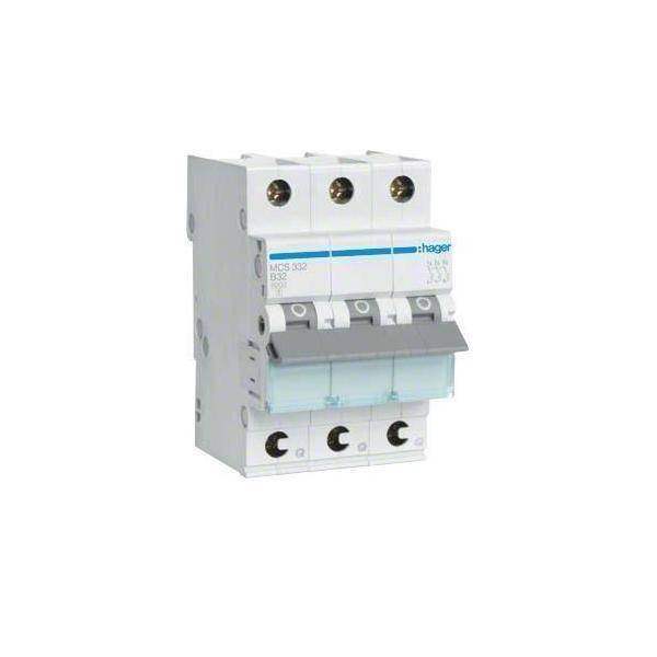 Hager Leitungsschutzschalter MCS332 3polig 6kA C-32A QuickConnect 3M Install.Baumaterial