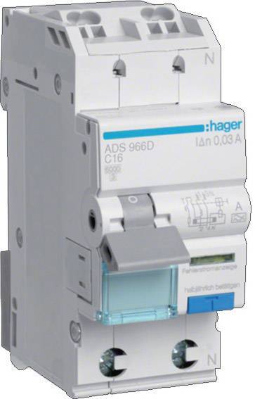 Hager Fi-LS 1P+N 6kA C-16A 30mA ADS966D ** Typ A QuickConnect Install.Baumaterial