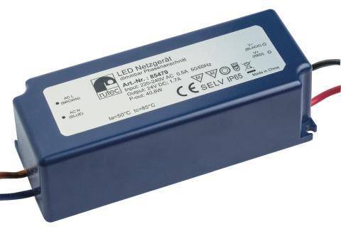 Rutec LED Netzgerät 24V 40W IP65 85479 dimmbar Phasenanschnitt, 108x44x32mm Techn.Licht/Wohnraum