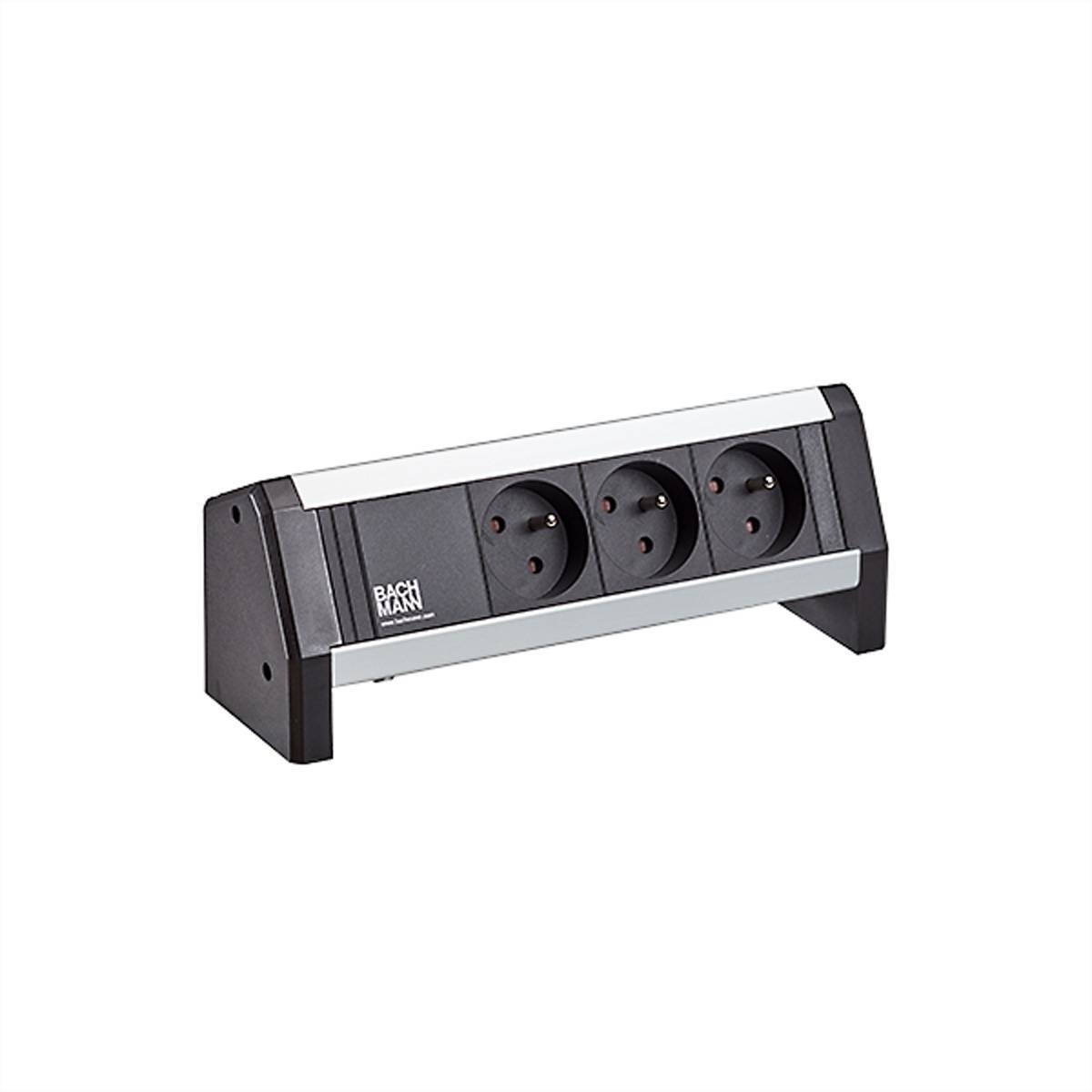 BACHMANN DESK 3xUTE 35° schwarz Ein-Ausgang:GST18 Steckdosenleisten Aufbau-Anschlussfelder 1