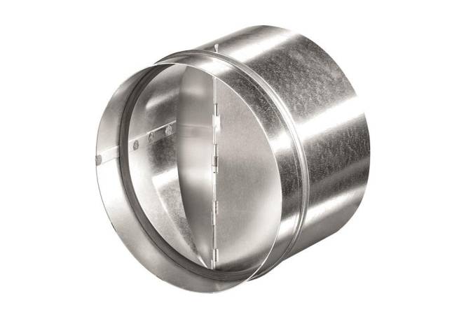 Ein rundes Metallrückstromventil mit zentralem Scharnier und Federmechanismus, das entwickelt wurde, um den Luftstrom in eine Richtung zu ermöglichen und den Rückwärtsstrom zu verhindern.