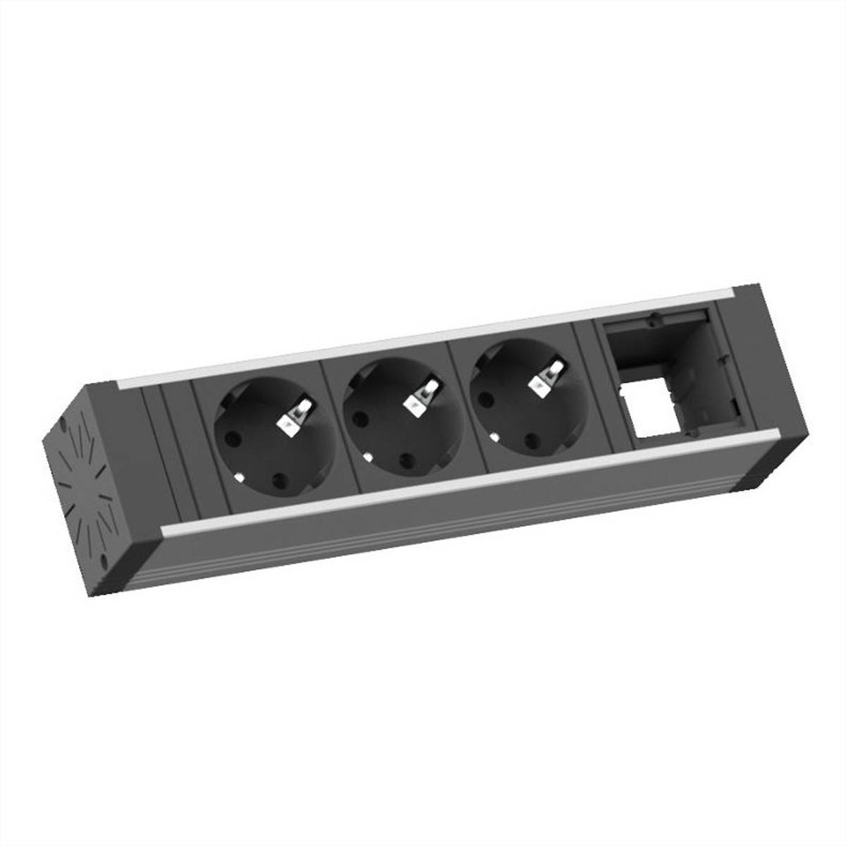 BACHMANN VENID 3x Schutzkontakt, 1x ABD, schwarz Steckdosenleisten Einbau-Anschlussfelder