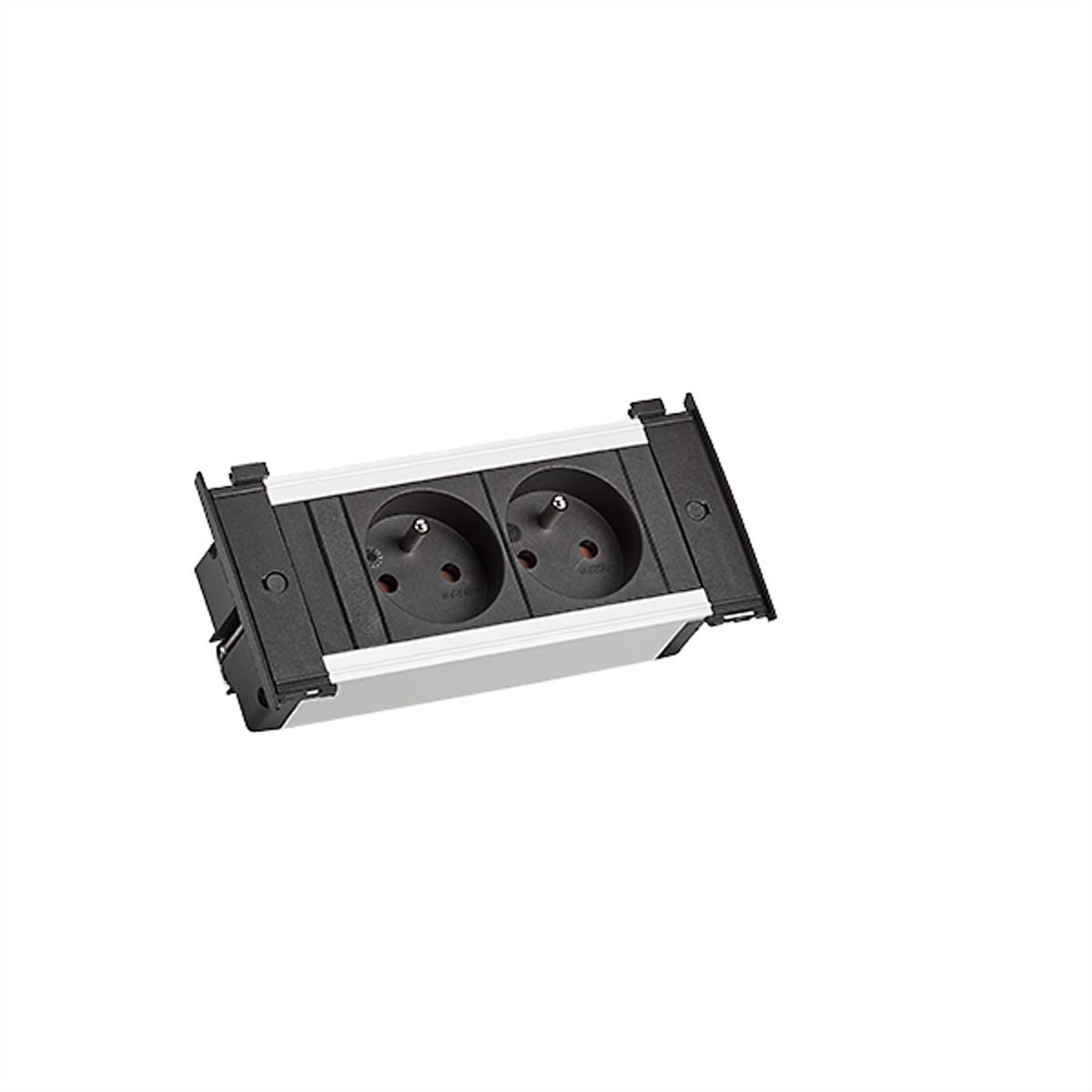 BACHMANN KAPSA XS 2xUTE sw Strom 2,0m AEH CEE7/7 Steckdosenleisten Einbau-Anschlussfelder