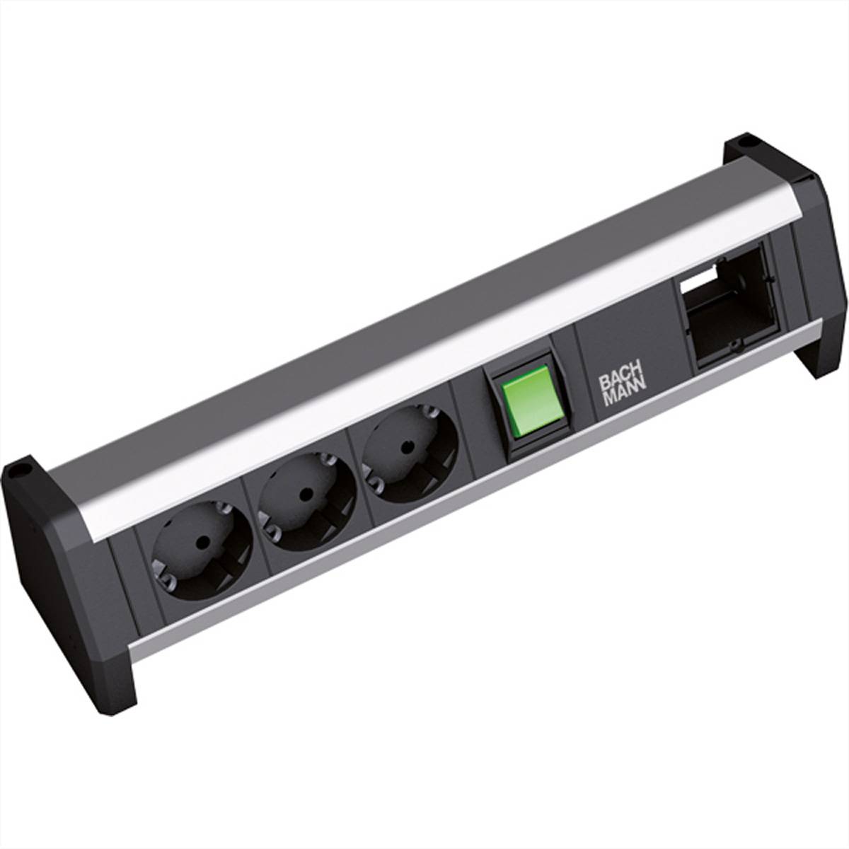 BACHMANN DESK 1x Schalter 3x Schutzkontakt 1x ABD GST18 Steckdosenleisten Aufbau-Anschlussfelder 1