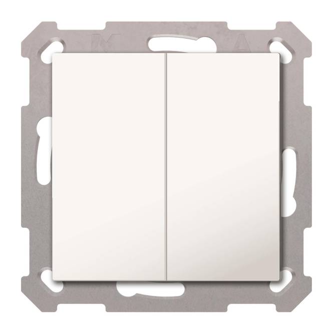 MDT Taster Light 55 2-fach Basic Reinweiß glänzend Neutral BE-TAL55B2.01 Install.Baumaterial KNX