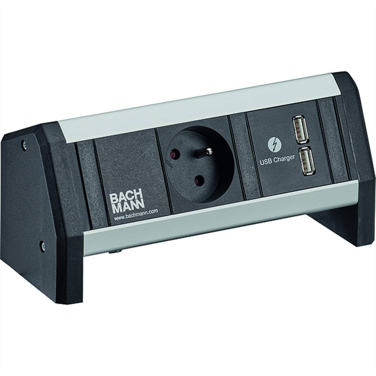 BACHMANN DESK 1xUTE 1xUSB Charger Strom GST18 Steckdosenleisten Aufbau-Anschlussfelder 1