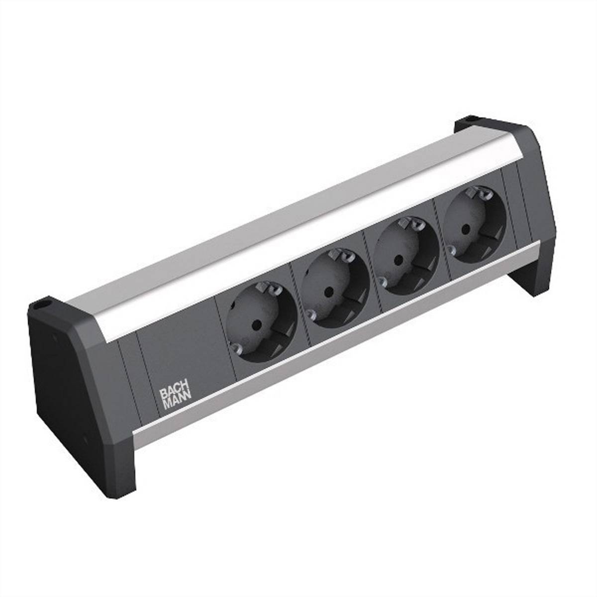 BACHMANN DESK 4x Schutzkontakt mit fest verbundenem Anschlusskabel, schwarz, 3 m Steckdosenleisten 1