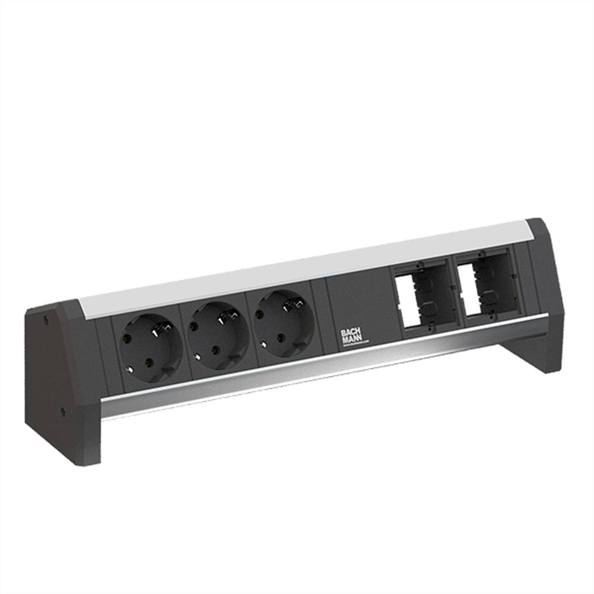 BACHMANN DESK 3xCEE7/3 sw 2xCM, 1m 3G1,5mm² GST18 Steckdosenleisten Steckdosenleiste