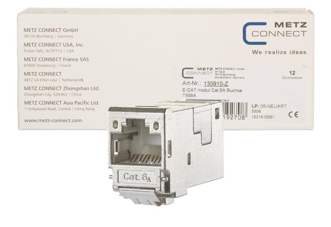 Metz E-DATmodul Cat.6A Buchse 130910-Z Umverpackung a 12 Stk (Inhalt 12 StÃ¼ck) Install.Baumaterial