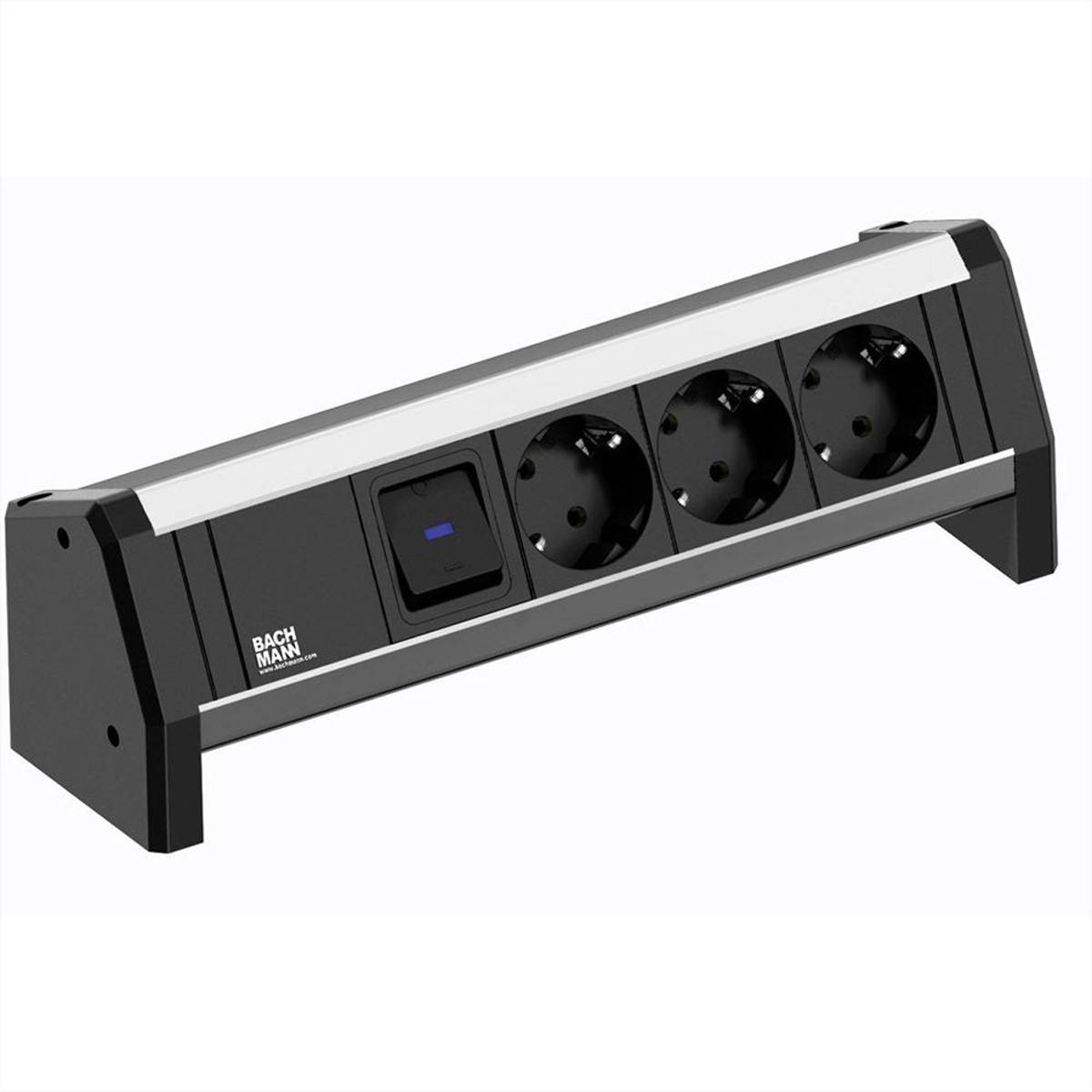 BACHMANN Desk 3x Schutzkontakt, Schalter, 3 m Steckdosenleisten Aufbau-Anschlussfelder DESK 1