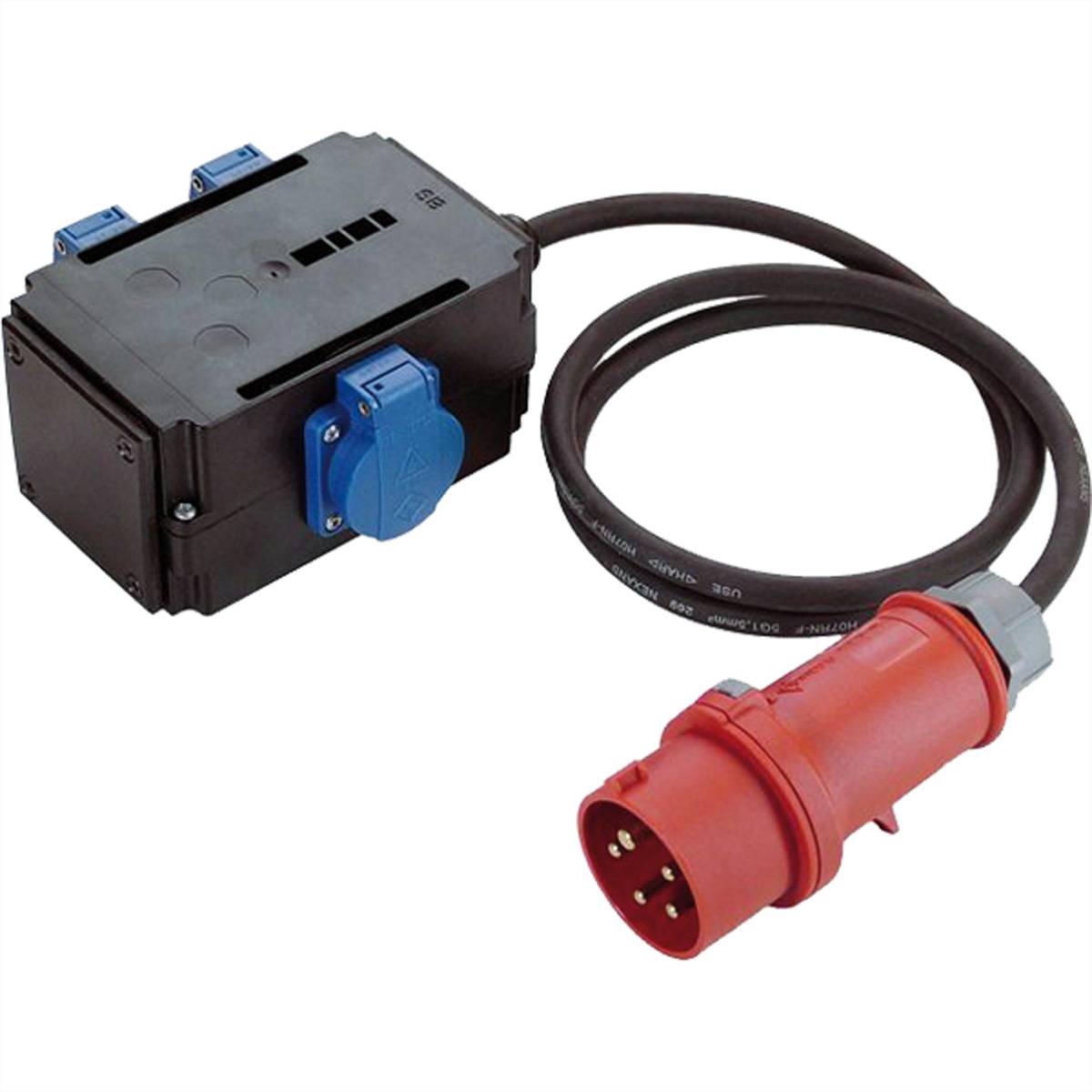 BACHMANN CEE-Adapter 16A 3Ph, 3xSchutzkontakt IP44 1,5m Steckdosenleisten Stromverteiler