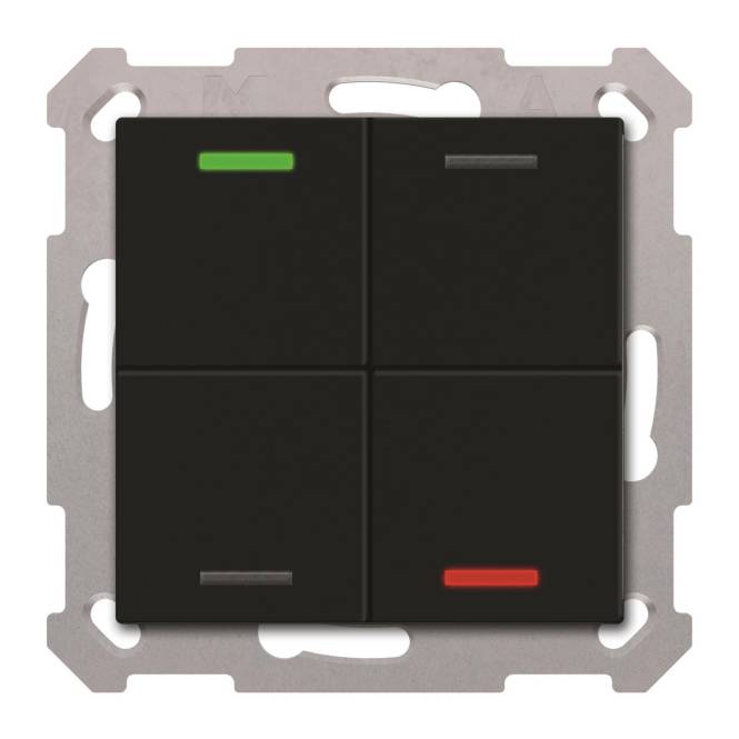 MDT BE-TAL550406.01 KNX Taster Light 55 4-fach RGBW Schwarz matt Neutral Install.Baumaterial KNX