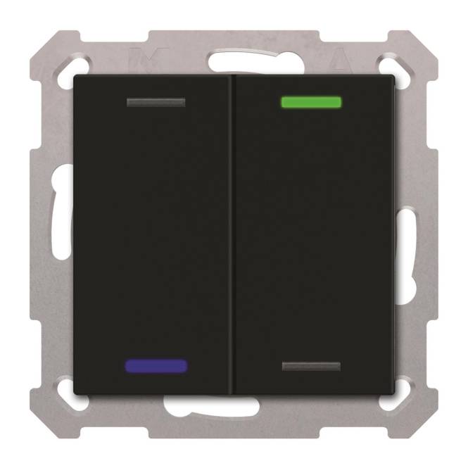 MDT BE-TAL550206.01 KNX Taster Light 55 2-fach RGBW Schwarz matt Neutral Install.Baumaterial KNX