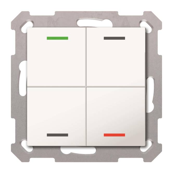 MDT BE-TAL5504.01 Taster Light 55 4fach RGB-W Reinweiß glänzend Neutral Install.Baumaterial KNX