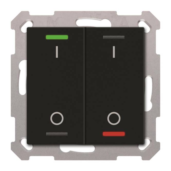 MDT BE-TAL550206.B1 KNX Taster Light 55 2-fach RGBW Schwarz matt Schalten Install.Baumaterial KNX