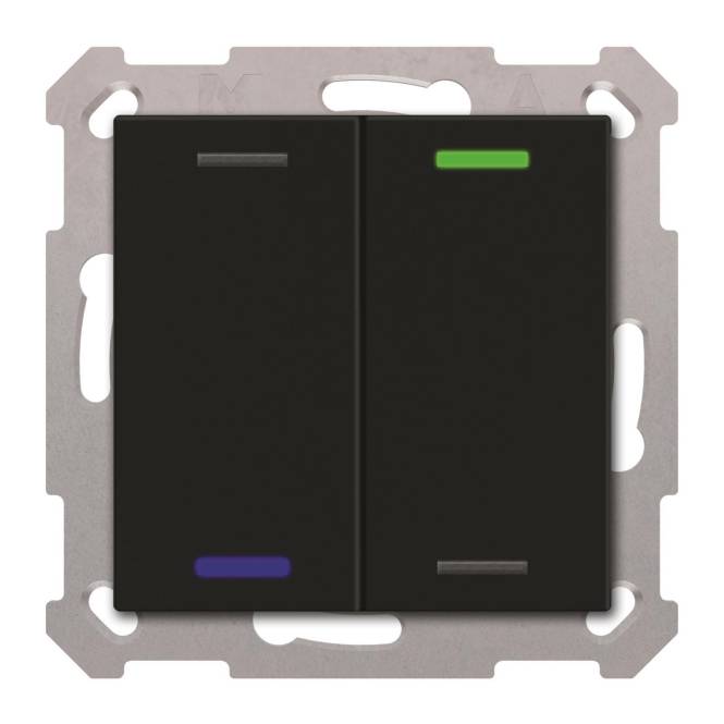 MDT BE-TAL55T206.01 KNX Taster Light 55 2f RGBW Temperatursensor sw matt Neutral Install.Baumaterial