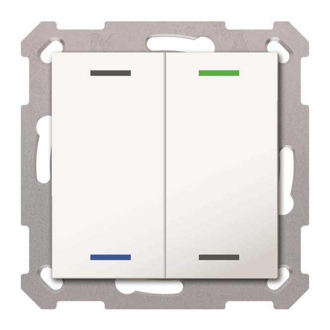 MDT BE-TAL55T2.01 Taster Light 55 2fach RGB-W Temp.sensor Reinweiß gl. Neutral Install.Baumaterial