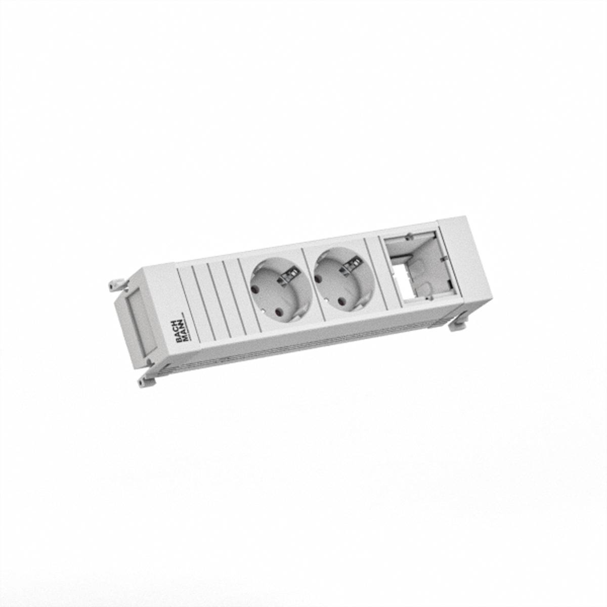 BACHMANN POWER FRAME 2xCEE7/3 1xCM 0,2m GST18 RAL9010 Steckdosenleisten Einbau-Anschlussfelder