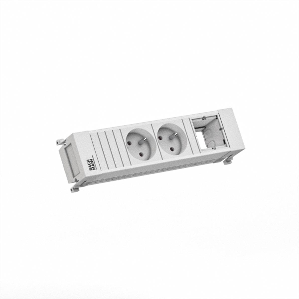 BACHMANN POWER FRAME 2xUTE 1xCM 0,2m GST18 RAL9010 Steckdosenleisten Einbau-Anschlussfelder