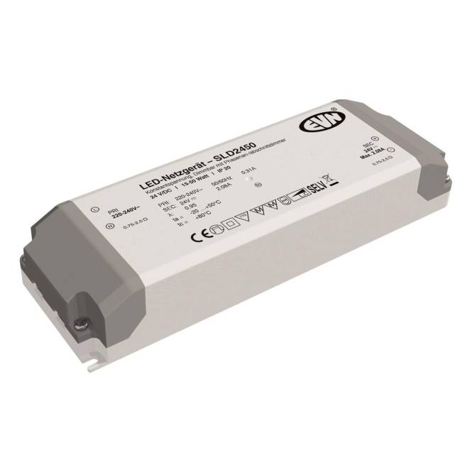 EVN LED-Netzgerät 24V/DC IP20 SLD2450 15-50W dimmbar Phase 184x61x32mm Techn.Licht/Wohnraum