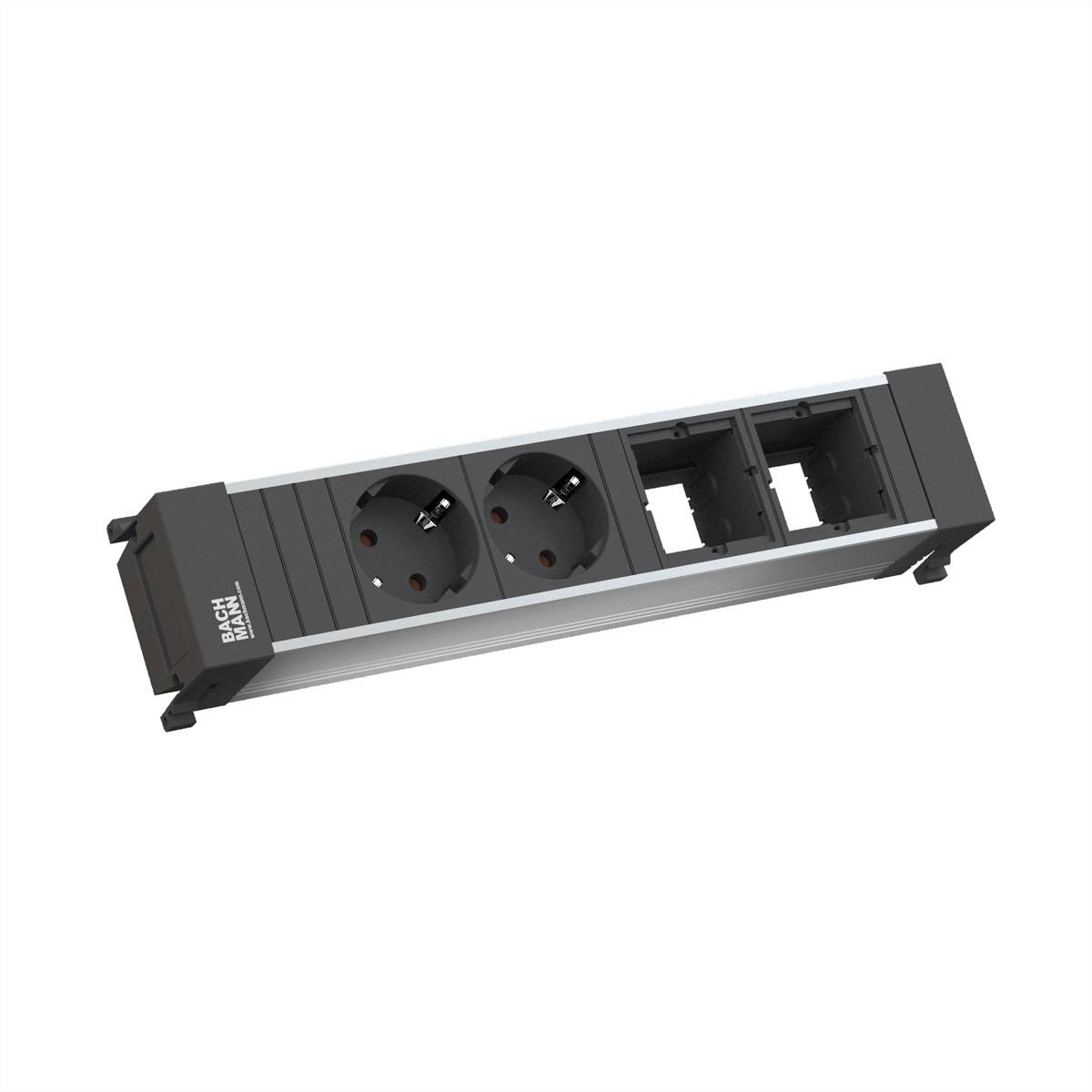 BACHMANN POWER FRAME Medium 2x Schutzkontakt 2x ABD Steckdosenleisten Einbau-Anschlussfelder