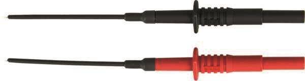 Die obere Hälfte zeigt ein Werkzeug mit schwarzem Griff, die untere Hälfte zeigt ein ähnliches Werkzeug mit rotem Griff. Beide erstrecken sich nach links außerhalb des Bildes.