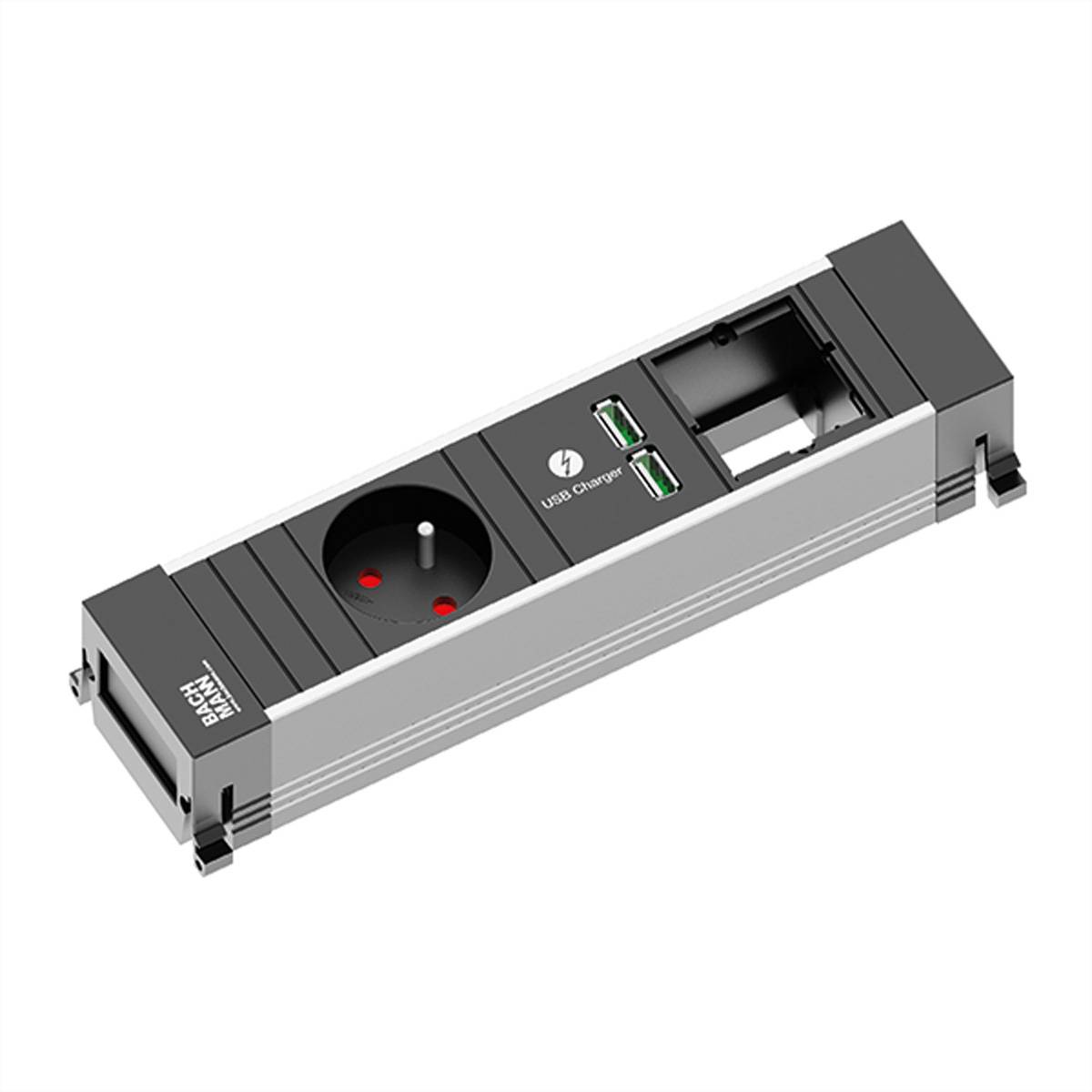 BACHMANN Power Frame 1x UTE (Frankreich) 1x USBCharger 1x ABD Strom 0,1m GST18 Steckdosenleisten