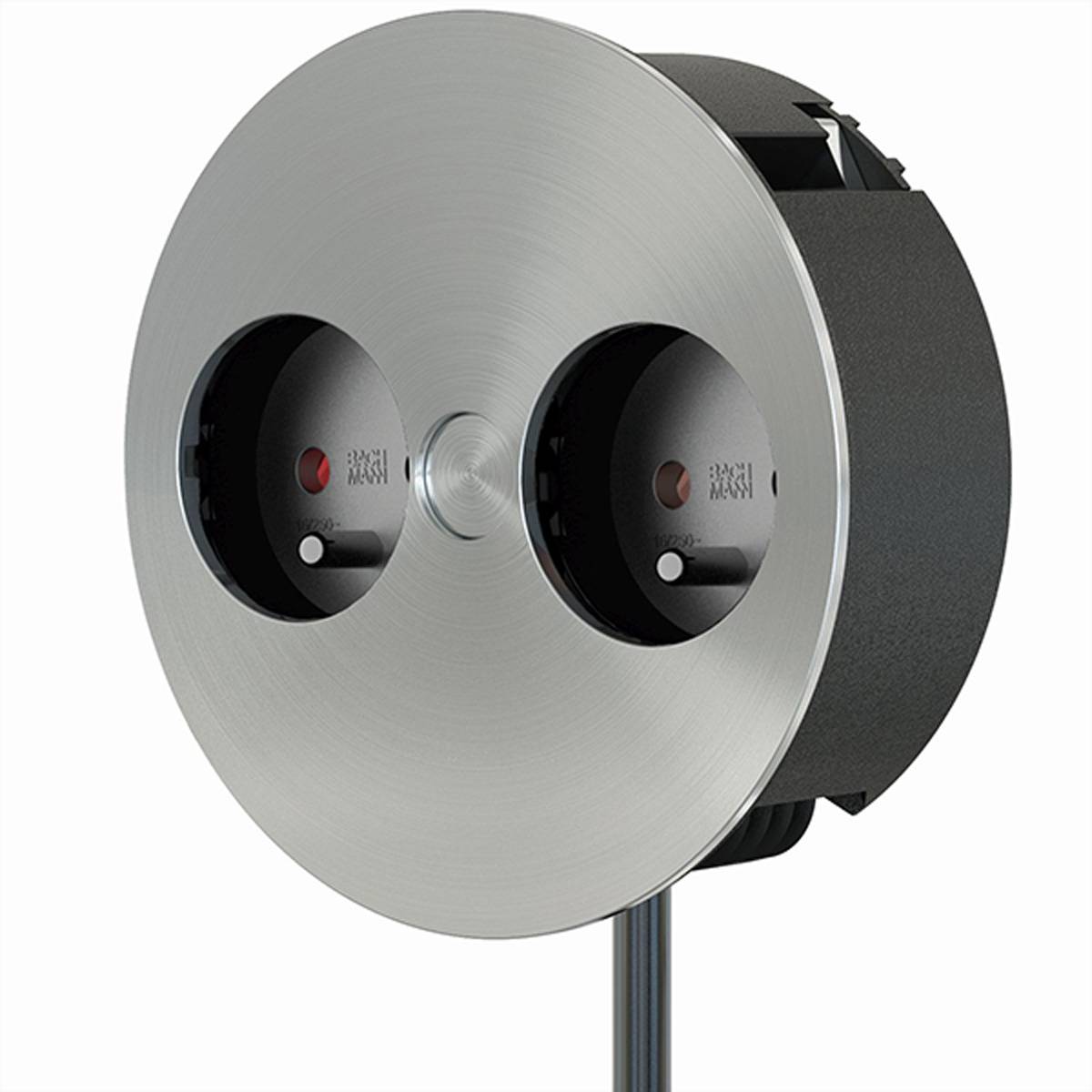 BACHMANN TWIST 2xUTE 2,0m AEH Chrom matt Steckdosenleisten Einbau-Anschlussfelder