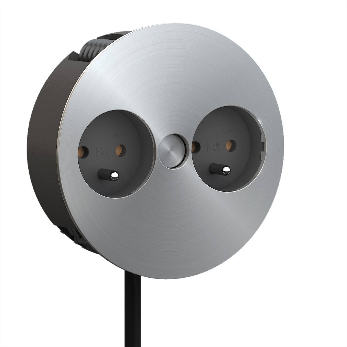 BACHMANN TWIST 2S 2x UTE, Schutzkontakt-Montagestecker, Edelstahl, 2 m Steckdosenleisten