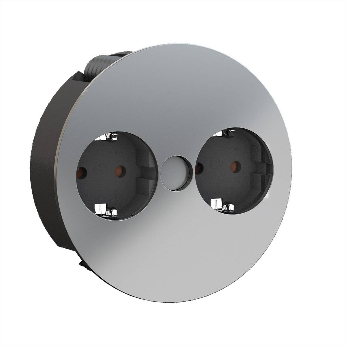 BACHMANN TWIST 2x Schutzkontakt, AderendhÃ¼lsen, Schutzkontaktmontagestecker, chrom, 2 m