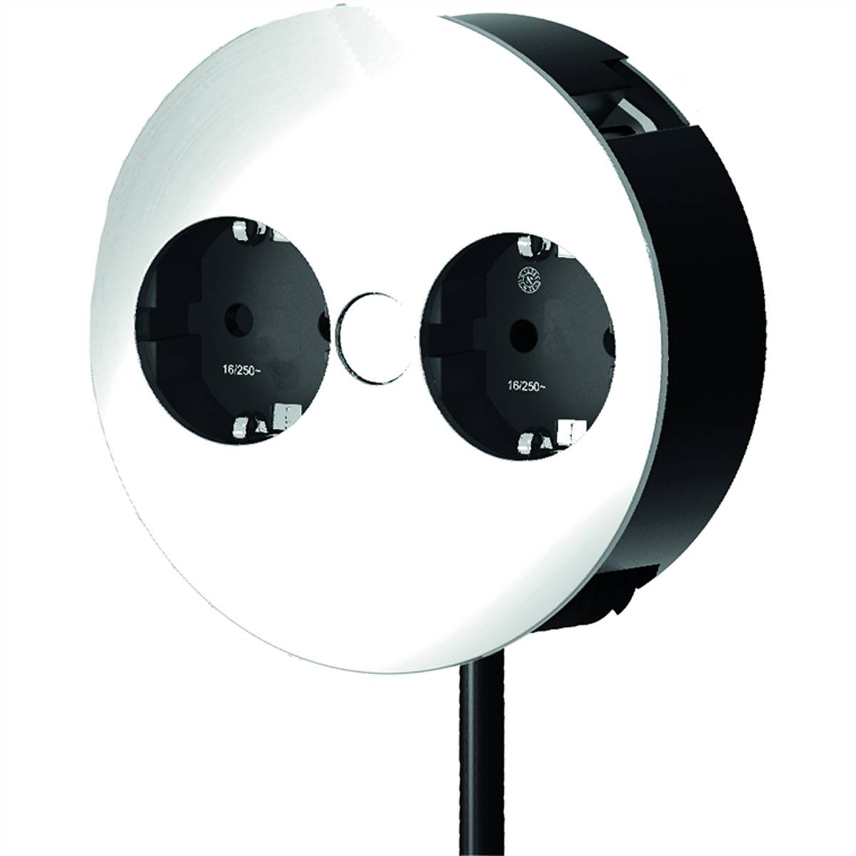 BACHMANN TWIST 2S 2x Schutzkontakt, Schutzkontakt-Montagestecker, Edelstahl, 2 m Steckdosenleisten