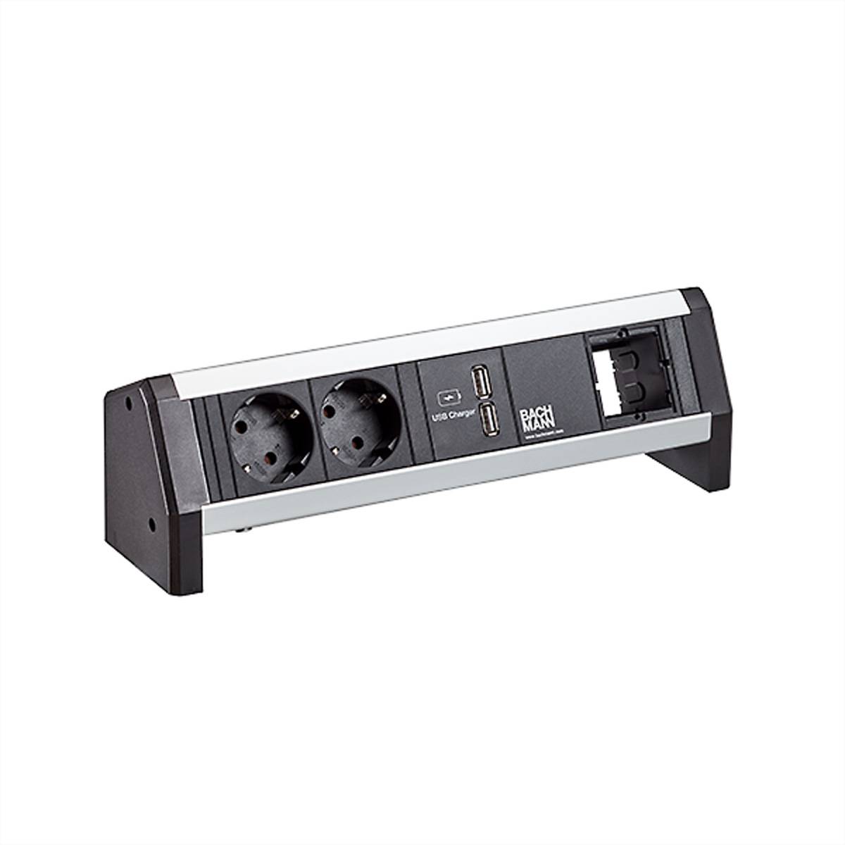 BACHMANN DESK 2xCEE7/3 1xUSB Charger Steckdosenleisten Aufbau-Anschlussfelder 1
