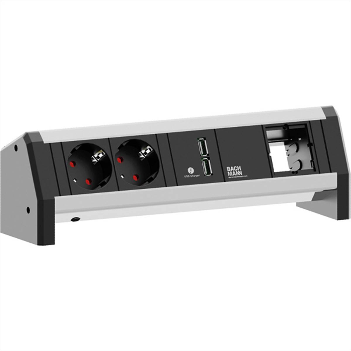 BACHMANN DESK 2x Schutzkontakt 1x USB Charger 1x ABD Steckdosenleisten Aufbau-Anschlussfelder 1