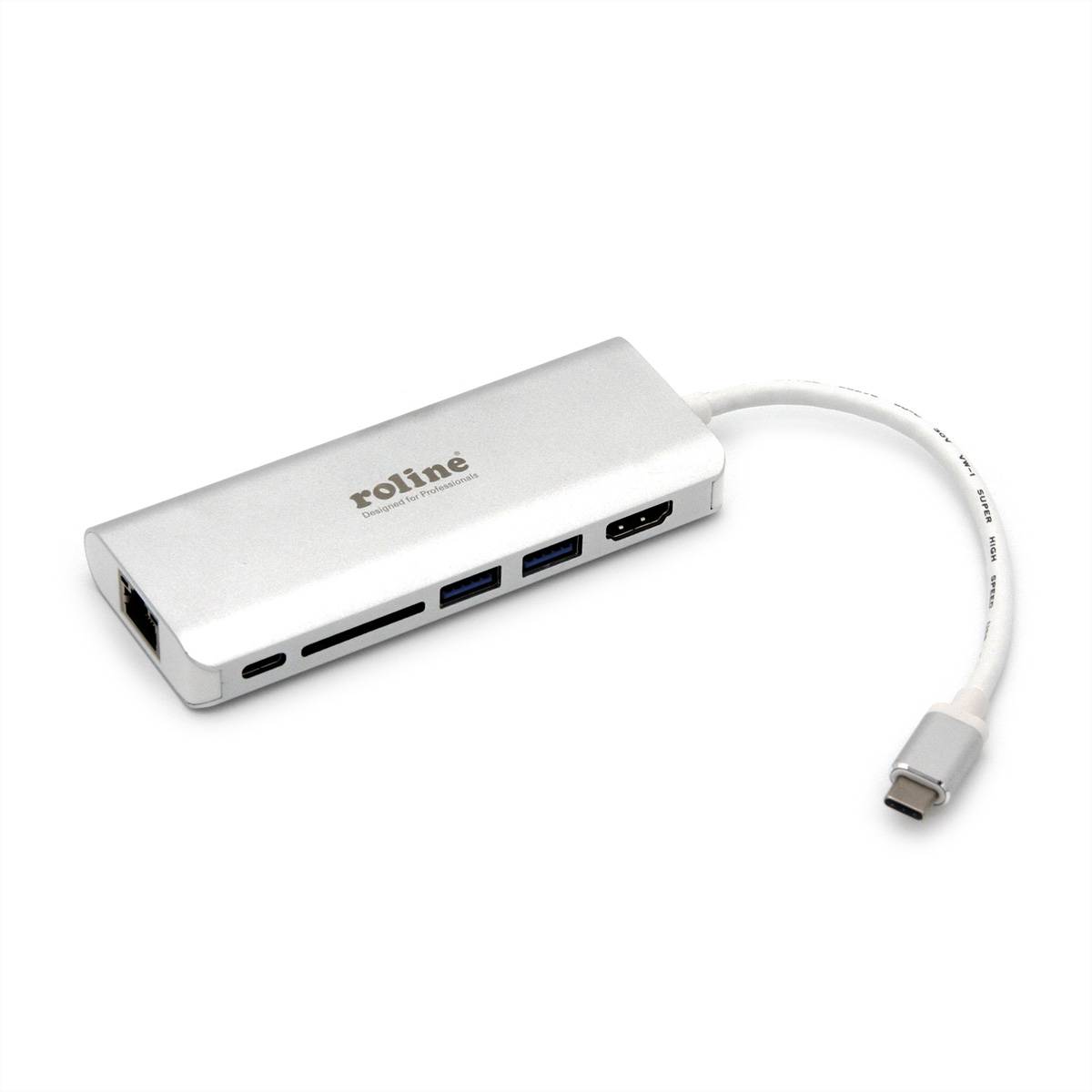 ROLINE Dockingstation USB Typ C, HDMI 4K, USB, SD/MicroSD, Gigabit Ethernet Adapter, Terminatoren