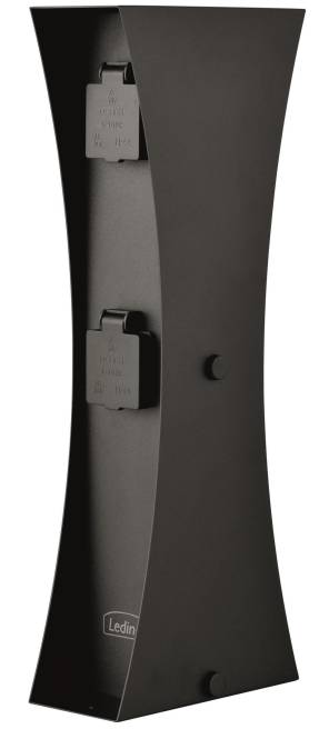 Ledino SteckdosensÃ¤ule Connect D4A IP44 4xSchuko, H=460mm, Edelstahl schwarz Techn.Licht/Wohnraum