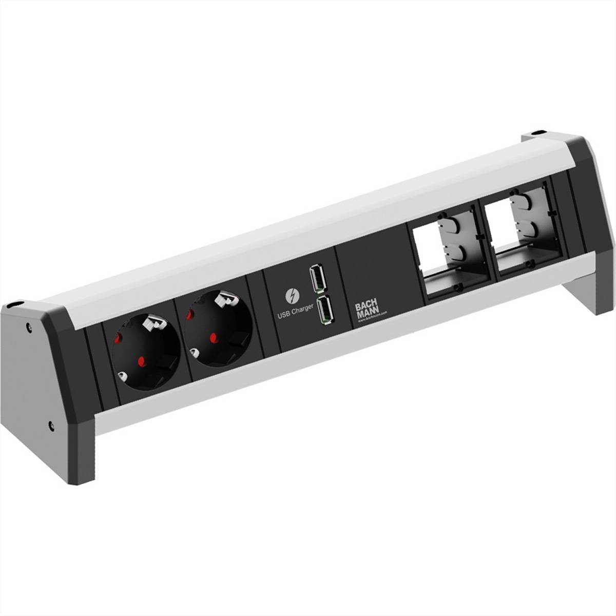 BACHMANN DESK 2x Schutzkontakt 1x USB Charger 2x ABD GST18 Steckdosenleisten Aufbau-Anschlussfelder