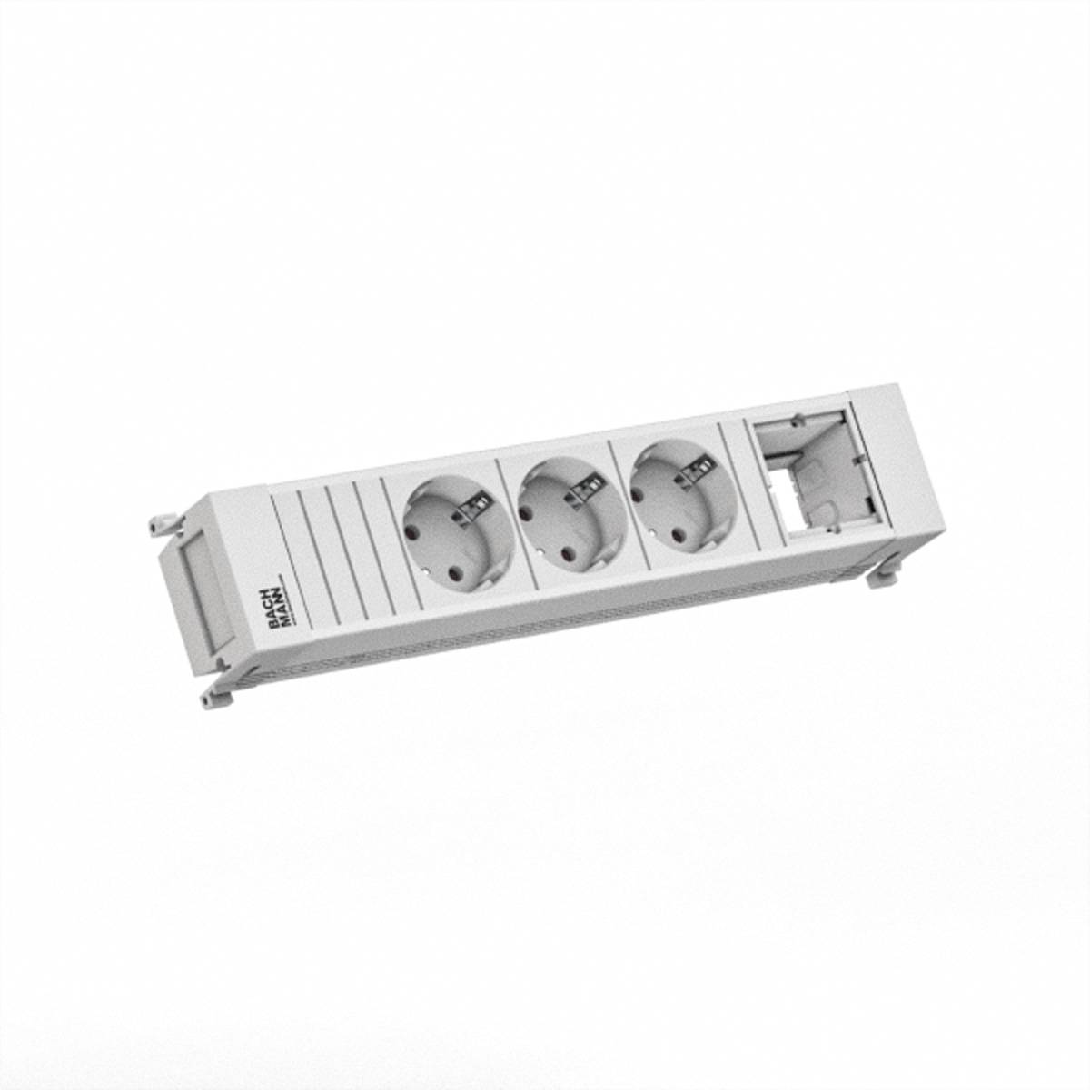 BACHMANN POWER FRAME 3xCEE7/3 1xCM 0,2m GST18 RAL9010 Steckdosenleisten Einbau-Anschlussfelder